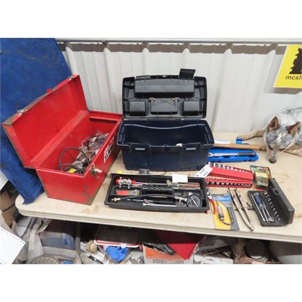 3 Metal Tools Boxes - 3/8 Deep & Shallow Sockets 1/4" Torque Wrenches. 1/4" Socket Set, Testers Powe
