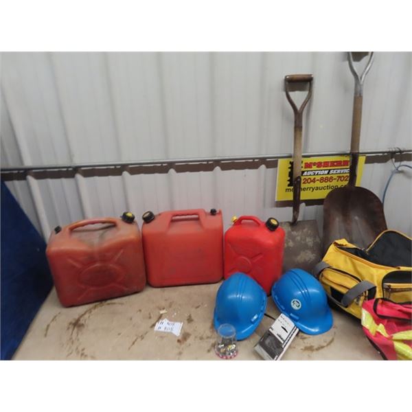 3 Gas Cans - 2 Shovels, Safety Helmets, Vest, Plus More!