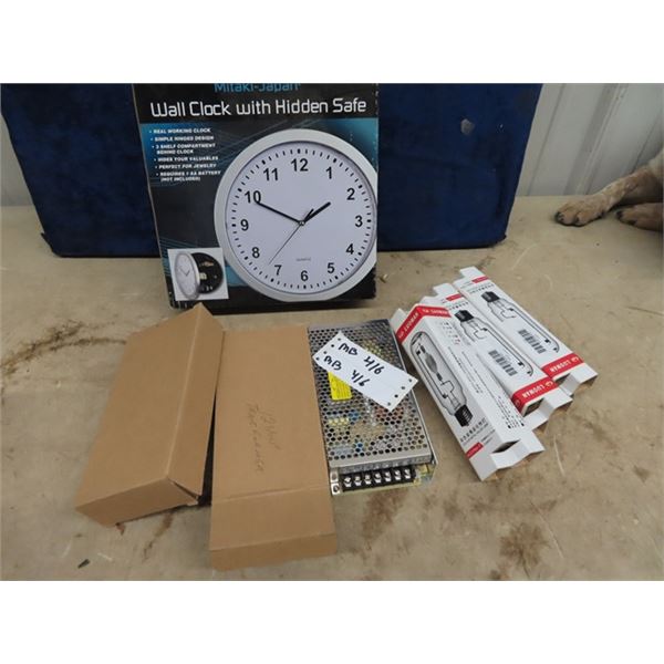 Wall Clock Safe & 2) 12 Volt Transformers & 3 Bulbs