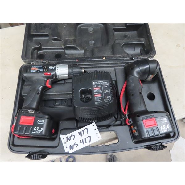 Cordless Drill Set Craftsman- Drill, Flashlight, Case Chager & 2 batteries