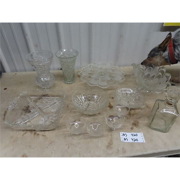 Crystal/Cut Glass, Vases, Trays, Decanter & More!
