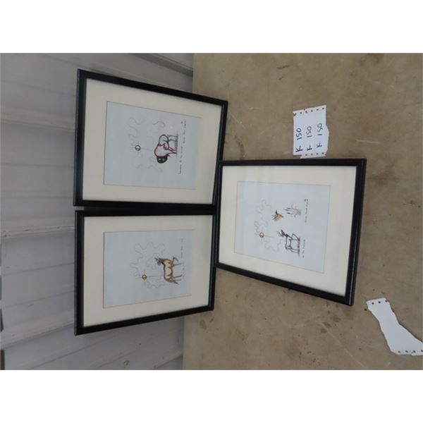 3 Native Art By Daniel James Martin 12" x 15"