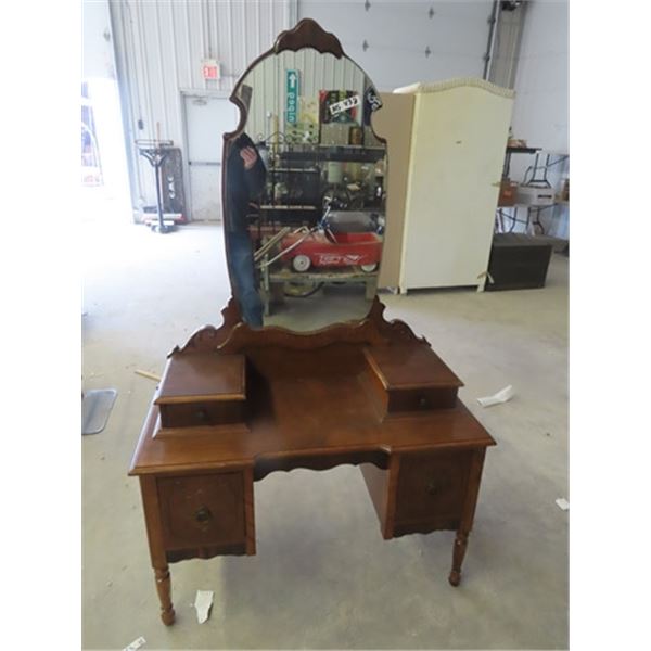 Walnut Vanity Dresser 29"H 40"W 18" D Plus Mirror 43" H