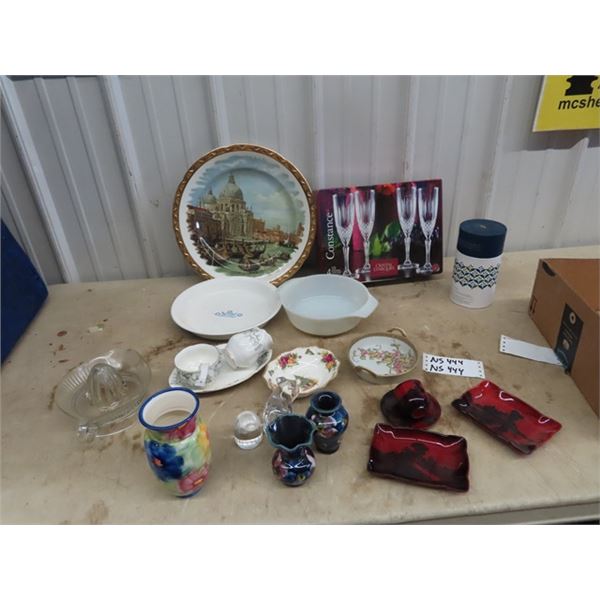 Royal Doulron C & S & Tray, Corningware Crystal, Royal Albert  C&S , Vase, Plus