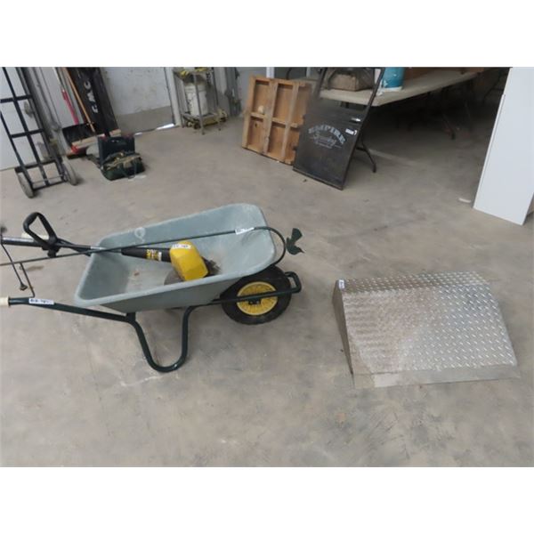 Wheel Barrow, Shepherd Hooks, Weed Eater, Checker Plated Ramp
