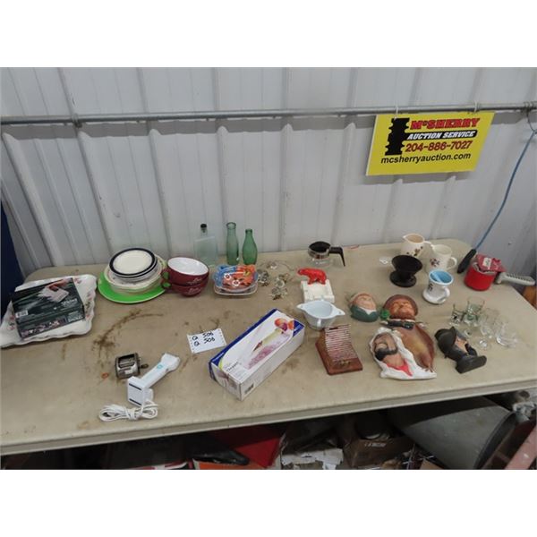 Bossom Heads, Misc Dishes, MXI Razor Sharpener, Onion Chopper  Plus More!