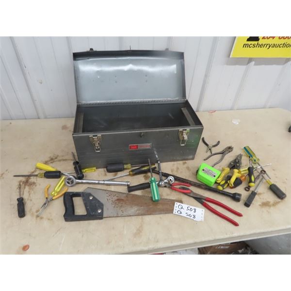 Metal Tool Box, Wrenches, Misc Tools, Screwdrivers, ratchets Plus More!