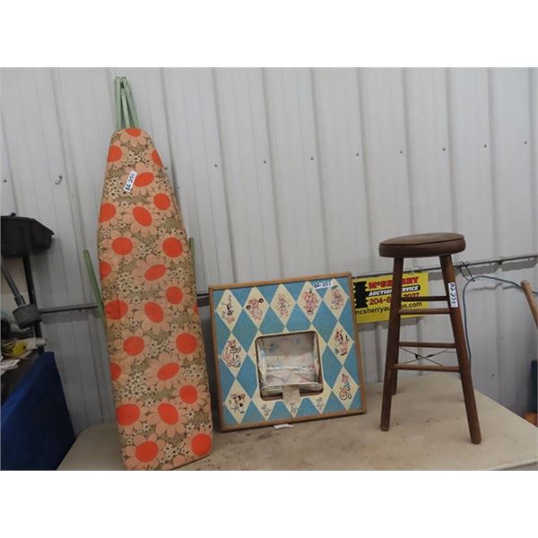 Vintage Ironing Board, Retro Baby Feeding Chair & Stool