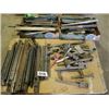 Image 1 : PALLET OF MISC STEEL, WRENCHES, CLAMPS, HAMMERS.