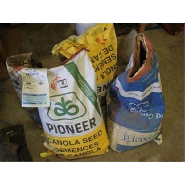 APPROX 3 BAGS OF CANOLA SEED & 2- BAGS (1/4 FULL) OF FERTILIZER