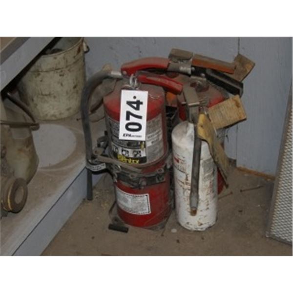 APPROX. 5 FIRE EXTINGUISHERS, BOLTS, NUTS, TRAYS, BELTS