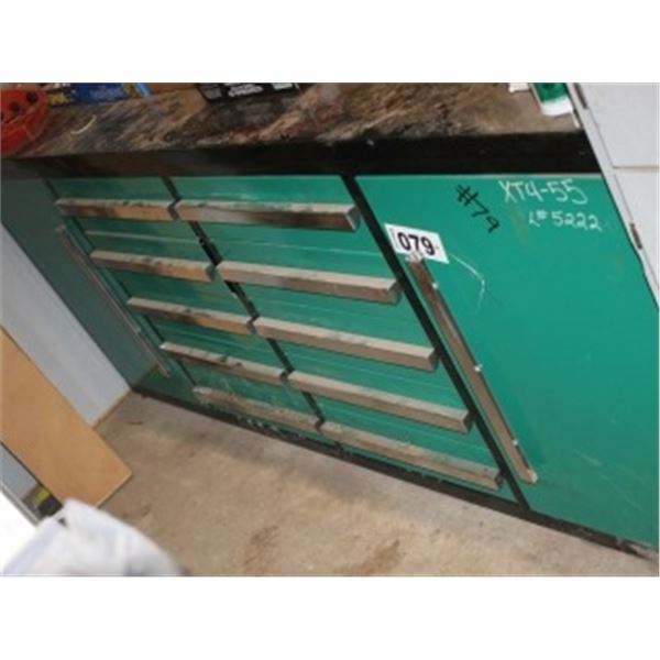 27" X 86" X 38" WORK BENCH, METAL C/W 12 DRAWERS