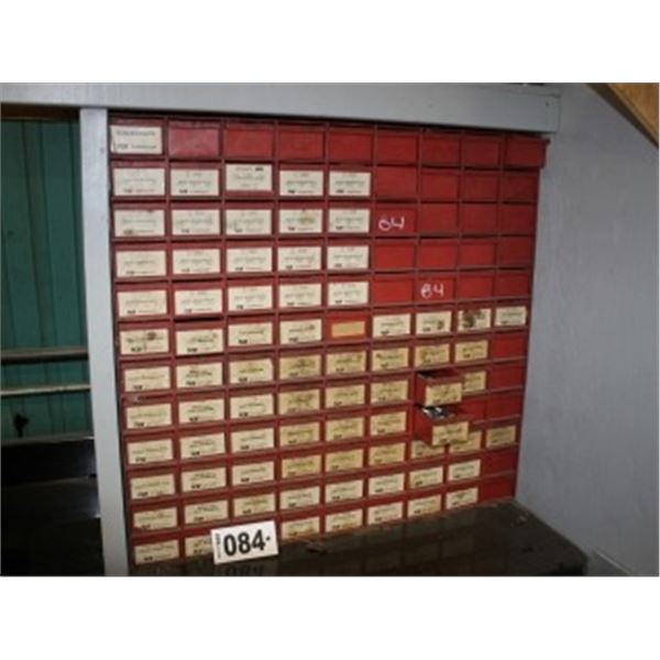 108 DRAWER PLASTIC NUT & BOLT ORGANIZER, C/W NUTS, BOLTS & WASHERS