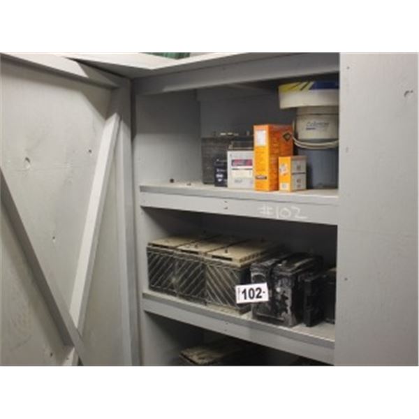 VARIOUS BATTERIES LOCATED IN CABINET
