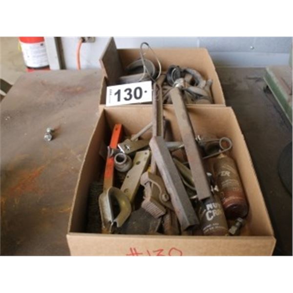 2 BOXES OF VARIOUS TOOLS & HARDWARE