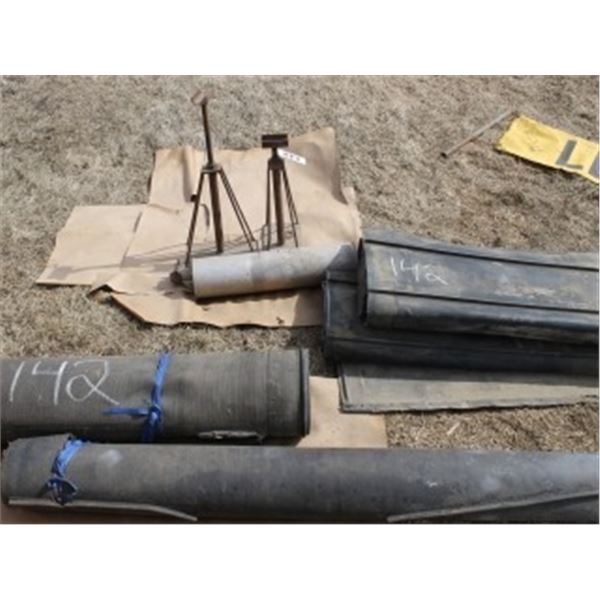 ASSORTED DRAPER CANVAS'S, 2 STANDS, MUFFLER