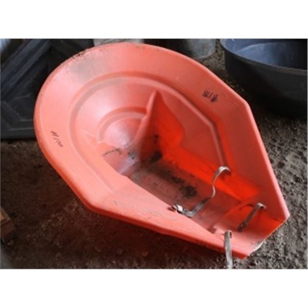 ORANGE PLASTIC AUGER HOPPER (LOCATED IN QUONSET)