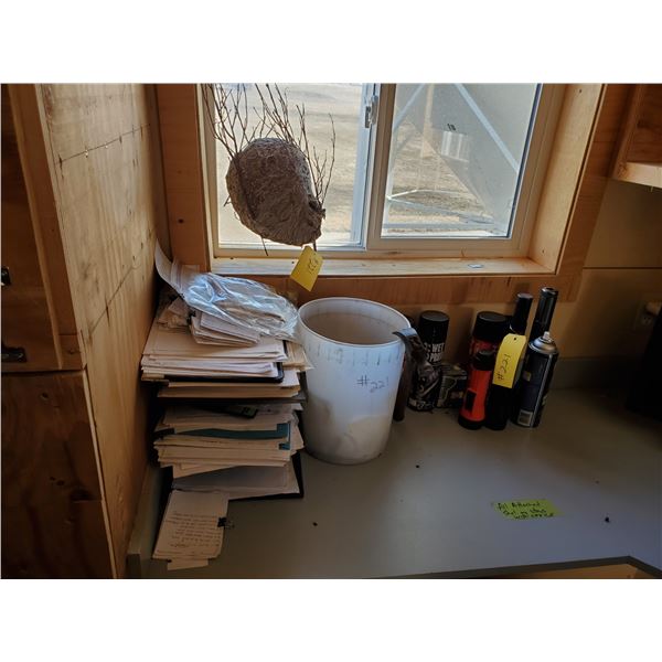 FLASHLIGHTS, SPRAYS, HAMMER, HORNETS NEST, SCREEN, BINDERS, XEROX COPIER WORKING