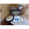 Image 1 : 2 CLOCKS, TV, FLASHLIGHT, OFFICE MISC