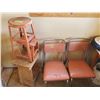 Image 3 : WOOD TABLE, 2 CHAIRS, 2 STOOLS