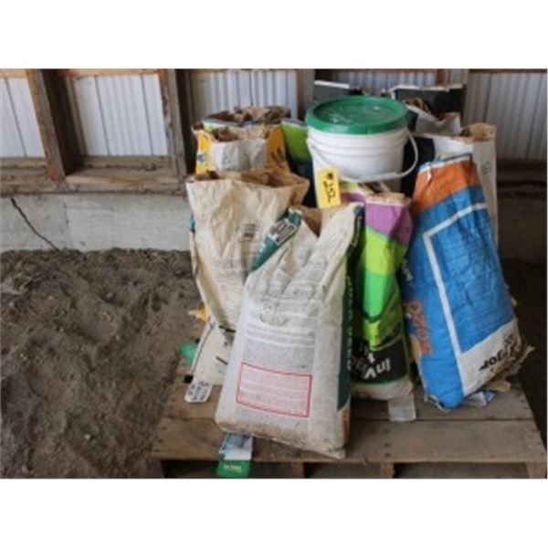 APPROX 12 - 1/2 TO 3/4 FULL BAGS OF CANOLA SEED, 2 PAILS OF CANOLA SEED