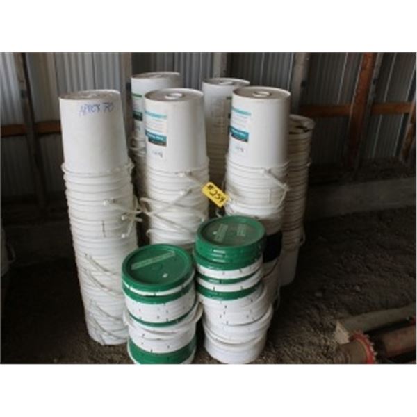 APPROX 70 CLEAN PAILS W/LIDS
