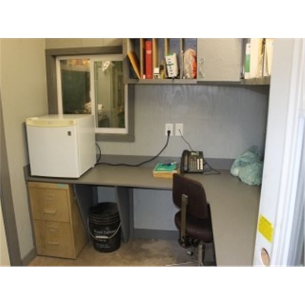 FRIDGE, MICROWAVE, & MANUALS UP TOP (NOTHING ELSE IN ROOM SELLS)