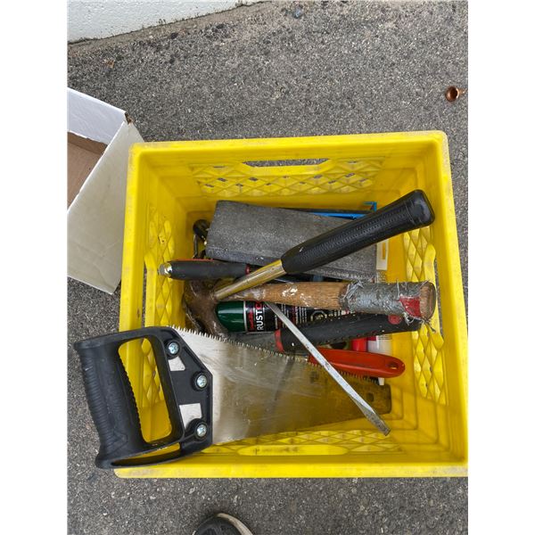Lot hammers, saw and other misc.