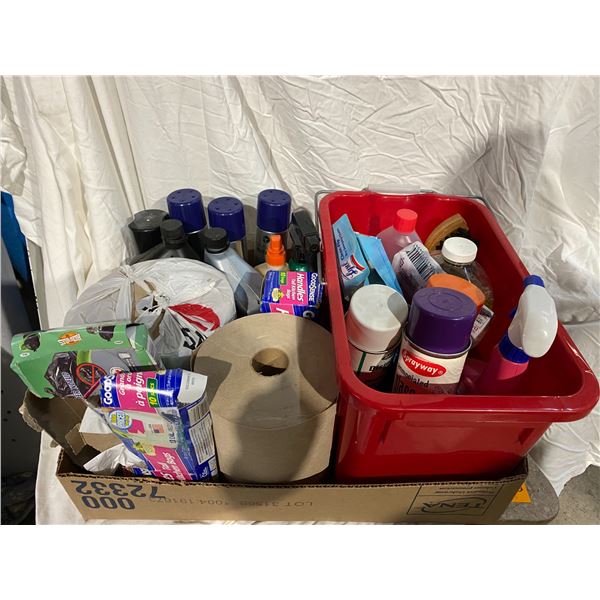 Cleaners and other chemicals and paper towel