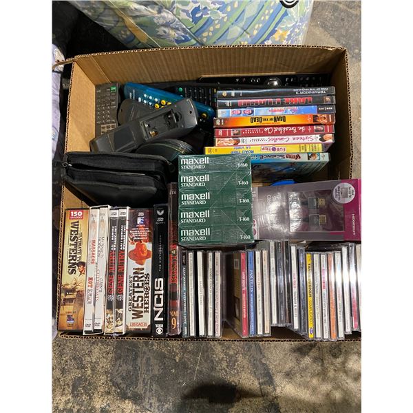 Lot of movies, remotes, cd’s