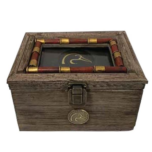 RUSTIC WOODEN KEEPSAKE BOX WITH 4” X 6” PICTURE FRAME LID