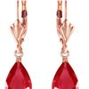 Genuine 3.5 ctw Ruby Earrings 14KT Rose Gold - REF-38Z6N