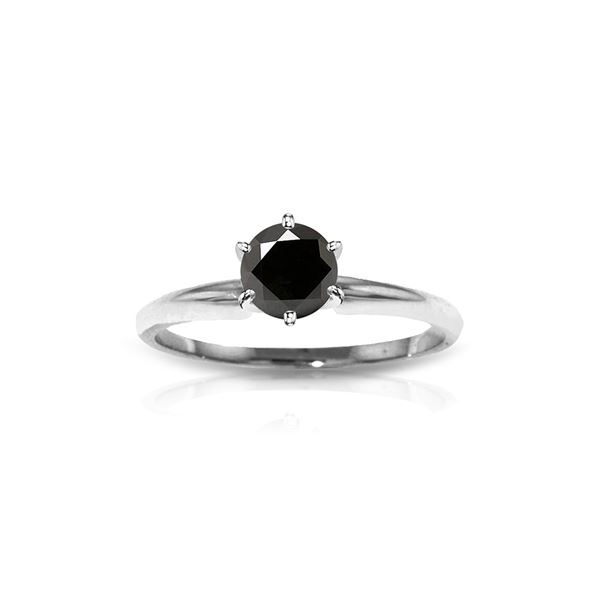 Genuine 1.0 ctw Black Diamond Ring 14KT White Gold - REF-81A2K
