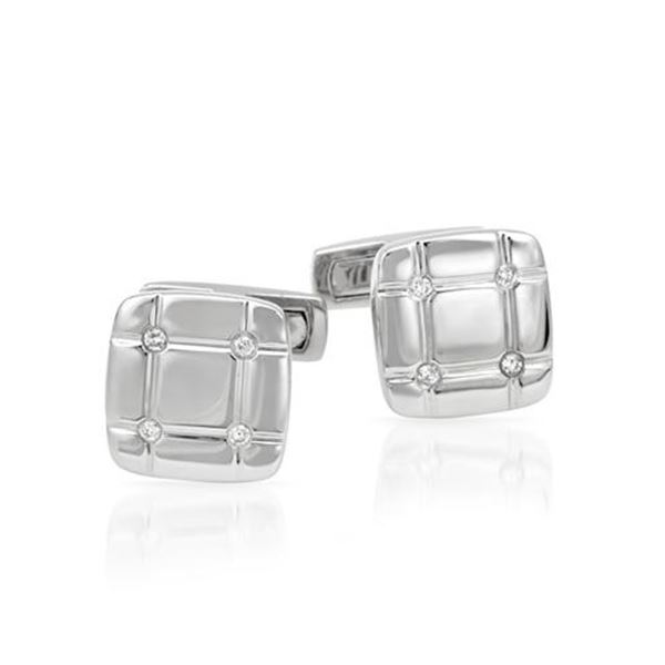 Natural 0.14 CTW Diamond Cuff Links 14K White Gold - REF-99Y9N