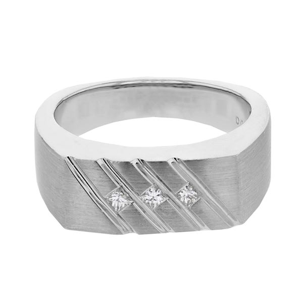 Natural 0.17 CTW Princess Diamond Ring 14K White Gold - REF-101H7W