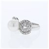 Image 1 : Natural 8.08 CTW Pearl & Diamond Ring 18K White Gold - REF-114X3T