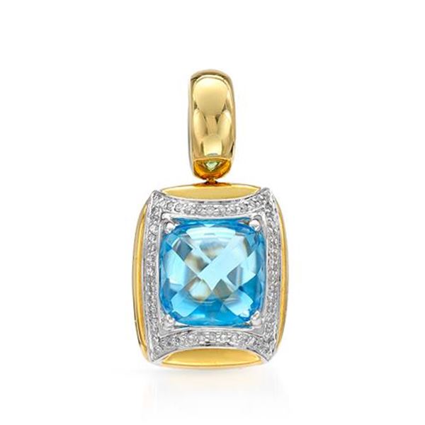 Natural 6.70 CTW Topaz & Diamond Necklace TOPAZ 18K Gold - REF-110H7W