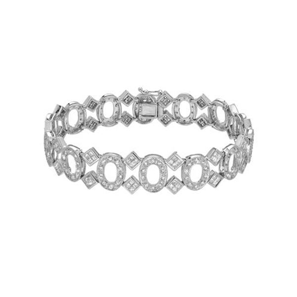 Natural 4.83 CTW Princess Diamond Bracelet 14K White Gold - REF-590R4K