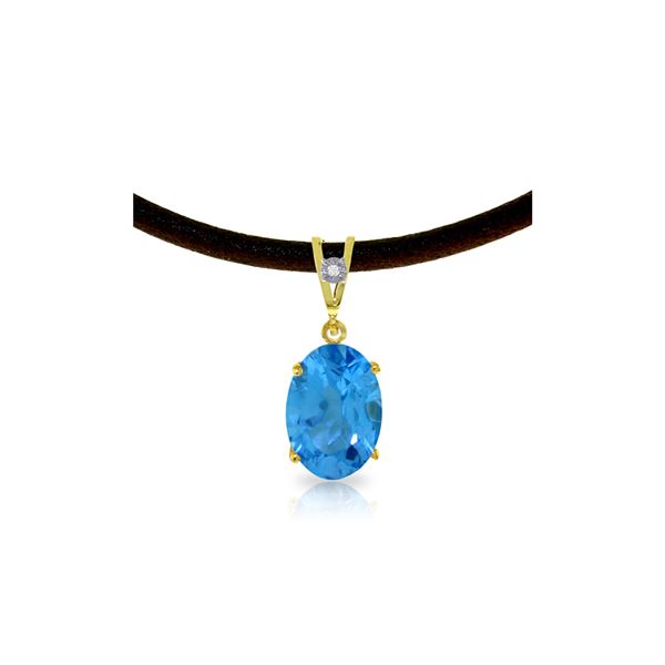 Genuine 7.56 ctw Blue Topaz & Diamond Necklace 14KT Yellow Gold - REF-35F5Z