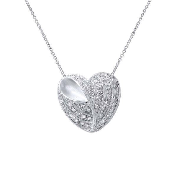 Natural 0.70 CTW Diamond Necklace 14K White Gold - REF-100H8W