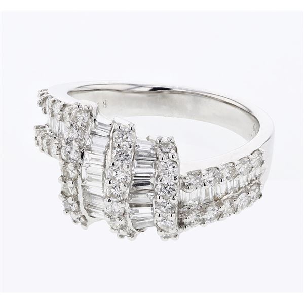Natural 1.89 CTW Baguette & Diamond Ring 18K White Gold - REF-228R6K