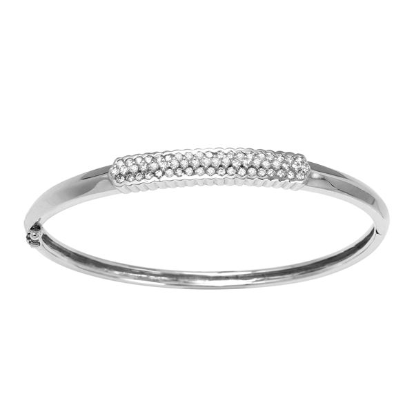 Natural 0.94 CTW Diamond Bangle 14K White Gold - REF-140X4T