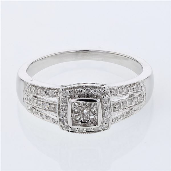 Natural 0.15 CTW Diamond Ring 14K White Gold - REF-40H5W