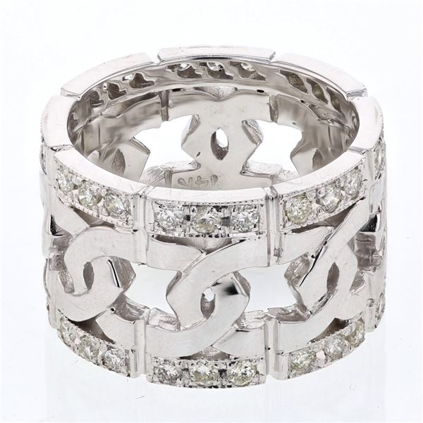 Natural 0.95 CTW Diamond Ring 14K White Gold - REF-140M4F