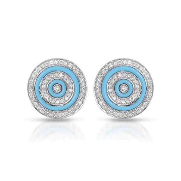 Natural 1.81 CTW Turquoise & Diamond Earrings 14K White Gold - REF-102H6W