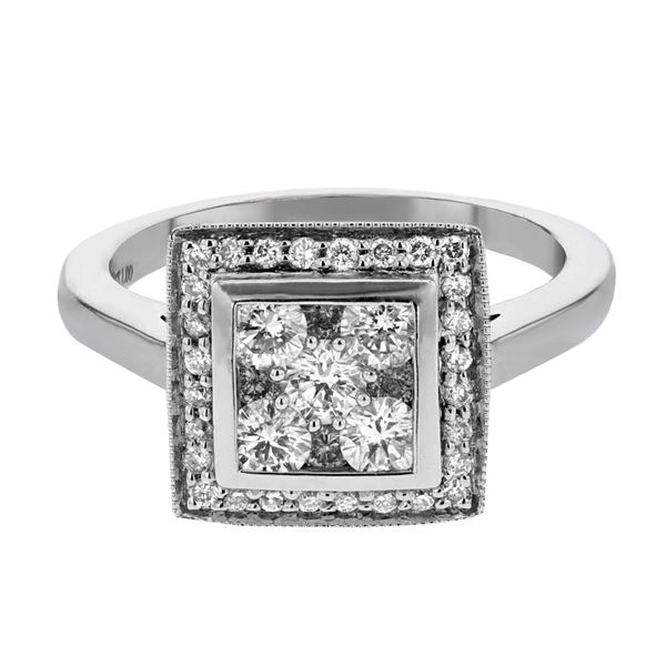 Natural 1.0 CTW Diamond Ring W=12MM 14K Gold - REF-170Y3N