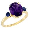 Image 1 : 2.64 CTW Amethyst & Blue Sapphire Ring 10K Yellow Gold - REF-24R5H