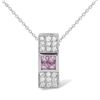 Natural 0.62 CTW Pink Sapphire & Diamond Necklace 18K White Gold - REF-45Y2N