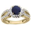 1.55 CTW Blue Sapphire & Diamond Ring 14K Yellow Gold - REF-118F3N