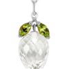 Genuine 12.75 ctw White Topaz & Peridot Necklace 14KT White Gold - REF-34N7R